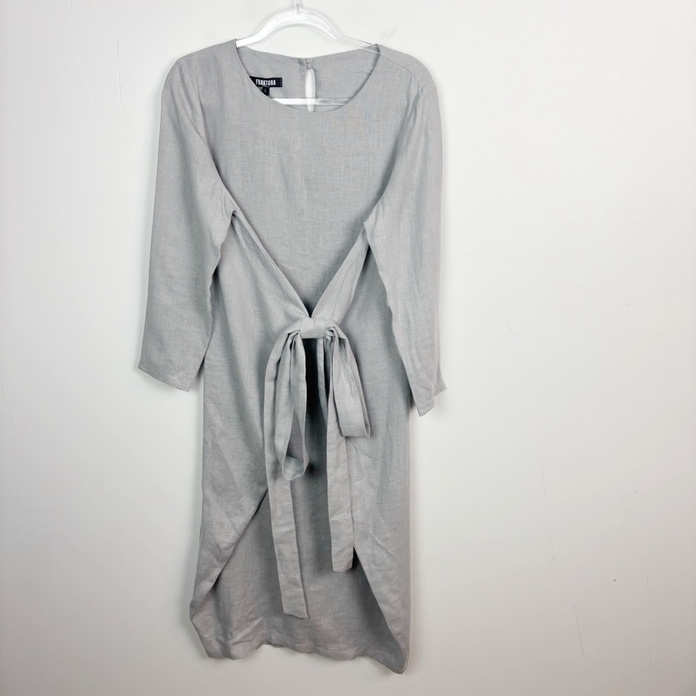 Fraktura 100% Linen Multi Way Light Grey Size Dress Size Large